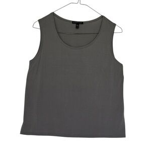 Eileen Fisher 100% Silk Crop Tank Gray Boxy Pullover Womens XS Layer Sleeveless
